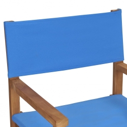 Krzesło reżyserskie, lite drewno tekowe, niebieskie