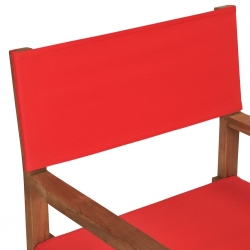 Krzesło reżyserskie, lite drewno tekowe, czerwone