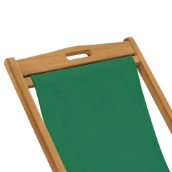 Składany leżak plażowy, lite drewno tekowe, zielony