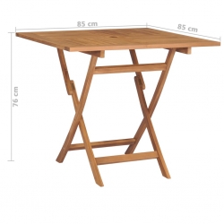 Składany stolik ogrodowy, 85x85x76 cm, lite drewno tekowe
