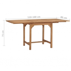 Rozkładany stół ogrodowy, (110-160)x80x75cm, lite drewno tekowe
