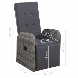 3-cz. zestaw mebli bistro z poduszkami, rattan PE, szary