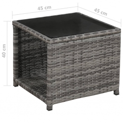 3-cz. zestaw mebli bistro z poduszkami, rattan PE, szary