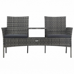 Dwuosobowa sofa ogrodowa ze stolikiem, polirattan, antracyt