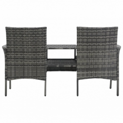 Dwuosobowa sofa ogrodowa ze stolikiem, polirattan, antracyt