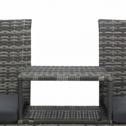 Dwuosobowa sofa ogrodowa ze stolikiem, polirattan, antracyt