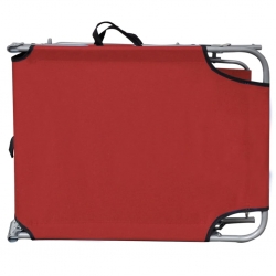 Składany leżak z zadaszeniem, czerwony, aluminium