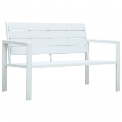 Ławka ogrodowa, 120 cm, biała, HDPE o wyglądzie drewna