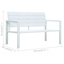 Ławka ogrodowa, 120 cm, biała, HDPE o wyglądzie drewna