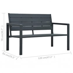 Ławka ogrodowa, 120 cm, szara, HDPE o wyglądzie drewna