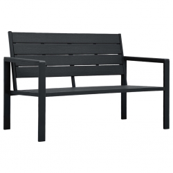Ławka ogrodowa, 120 cm, czarna, HDPE o wyglądzie drewna