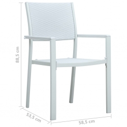 Krzesła ogrodowe, 4 szt., białe, plastik stylizowany na rattan