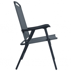 Składane krzesła ogrodowe, 2 szt., tworzywo textilene, szare
