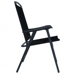 Składane krzesła ogrodowe, 2 szt., tworzywo textilene, czarne