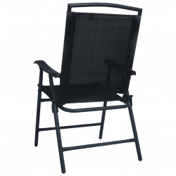 Składane krzesła ogrodowe, 2 szt., tworzywo textilene, czarne