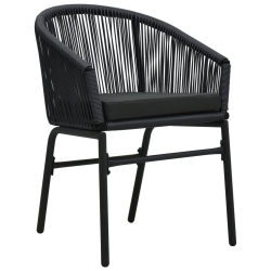 Krzesła ogrodowe, 2 szt., czarne, rattan PVC