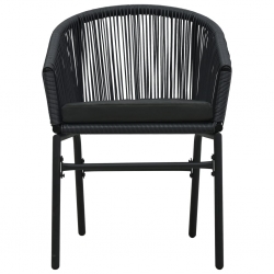 Krzesła ogrodowe, 2 szt., czarne, rattan PVC