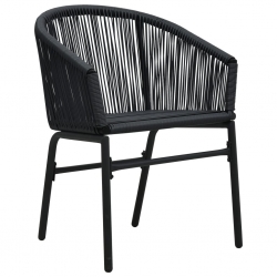 Krzesła ogrodowe, 2 szt., czarne, rattan PVC