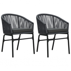Krzesła ogrodowe, 2 szt., antracytowe, rattan PVC