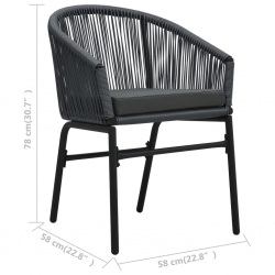 Krzesła ogrodowe, 2 szt., antracytowe, rattan PVC