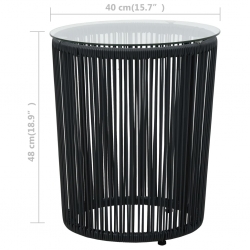 3-częściowy zestaw mebli bistro, poduszki, rattan PVC, czarny
