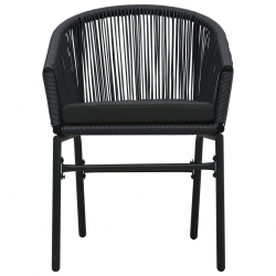 3-częściowy zestaw mebli bistro, poduszki, rattan PVC, czarny
