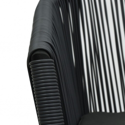 3-częściowy zestaw mebli bistro, poduszki, rattan PVC, czarny