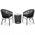 3-częściowy zestaw mebli bistro, poduszki, rattan PVC, czarny