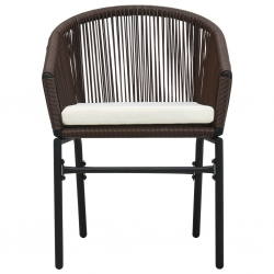 3-częściowy zestaw mebli bistro z poduszkami, rattan PVC, brąz