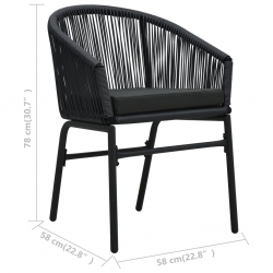 3-cz. zestaw mebli bistro z poduszkami, rattan PVC, antracyt