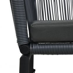 3-cz. zestaw mebli bistro z poduszkami, rattan PVC, antracyt
