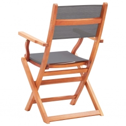 Składane krzesła ogrodowe 4 szt., szare, eukaliptus i textilene