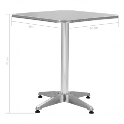 Stół ogrodowy, srebrny, 60x60x70 cm, aluminiowy