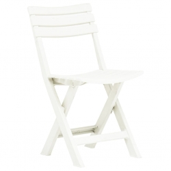 Składane krzesła ogrodowe, 2 szt., plastikowe, białe