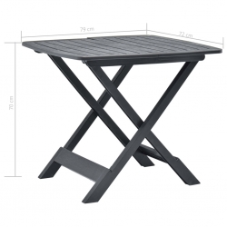 Składany stolik ogrodowy, antracytowy, 79x72x70 cm, plastik