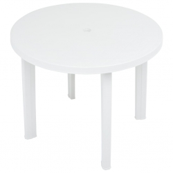 Stolik ogrodowy, biały, 89 cm, plastikowy