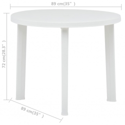 Stolik ogrodowy, biały, 89 cm, plastikowy