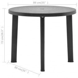 Stolik ogrodowy, antracytowy, 89 cm, plastikowy