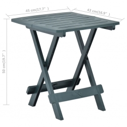 Składany stolik ogrodowy, zielony, 45x43x50 cm, plastikowy