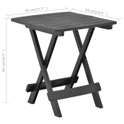 Składany stolik ogrodowy, antracytowy, 45x43x50 cm, plastik