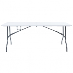 Składany stół ogrodowy, biały, 180x72x72 cm, HDPE