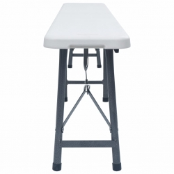 Składane ławki ogrodowe, 2 szt., 180 cm, HDPE, białe