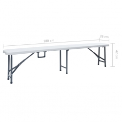 Składane ławki ogrodowe, 2 szt., 180 cm, HDPE, białe