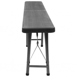 Składane ławki ogrodowe, 2 szt., 180 cm, HDPE, czarne