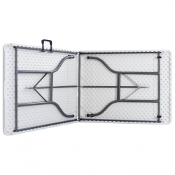 Składany stół ogrodowy z 2 ławkami, 180 cm, stal i HDPE, biały