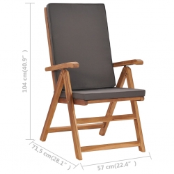 Rozkładane krzesła ogrodowe z poduszkami, 2 szt., drewno tekowe