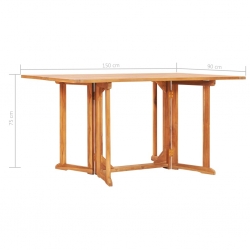 Składany stół ogrodowy, 150x90x75 cm, lite drewno tekowe