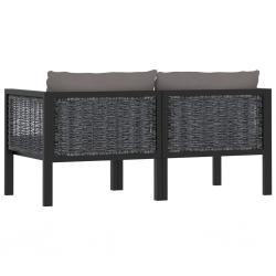 2-osobowa sofa ogrodowa z poduszkami, antracytowa, polirattan
