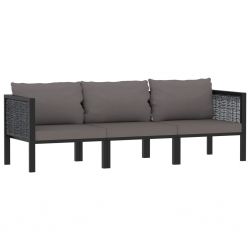 3-osobowa sofa ogrodowa z poduszkami, antracytowa, polirattan