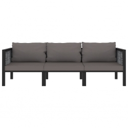 3-osobowa sofa ogrodowa z poduszkami, antracytowa, polirattan